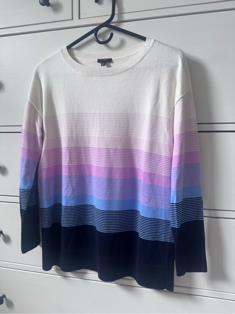 Talbots Gradient Crewneck Sweater White Purple Blue